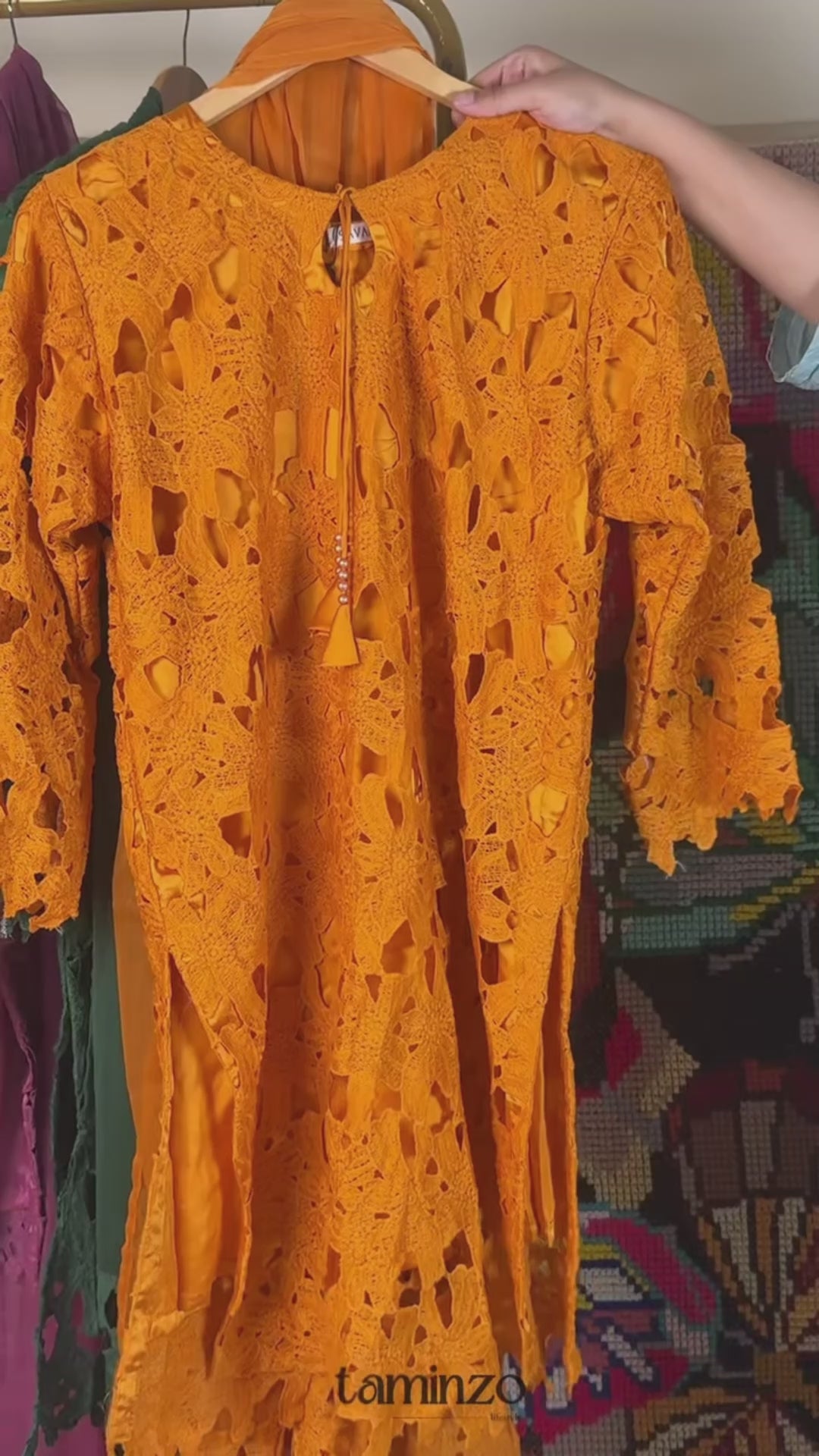 Yellow Savarna Silk Embroidered Stitched 3-Piece Suit-Yellow Mustard