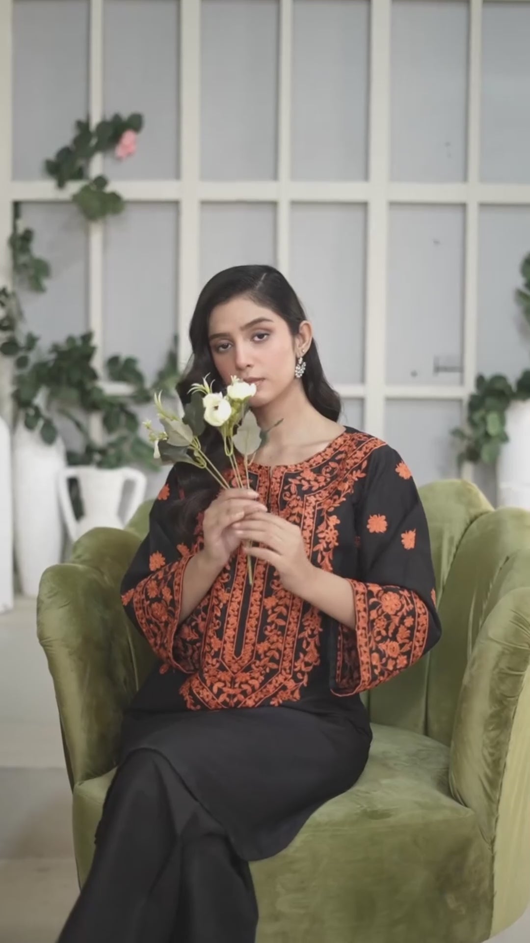 Stylish Collection Linen Embroidered Stitched 2-Piece Suit-Black Lava