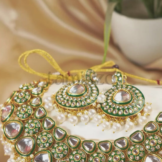 H&A Jewellery Indian Crystal Kundan Necklace Set