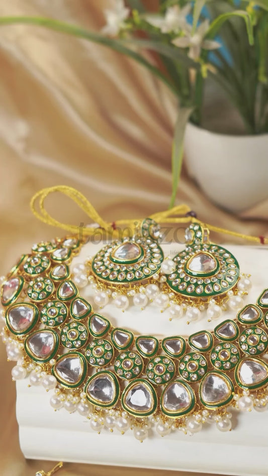 H&A Jewellery Indian Crystal Kundan Necklace Set