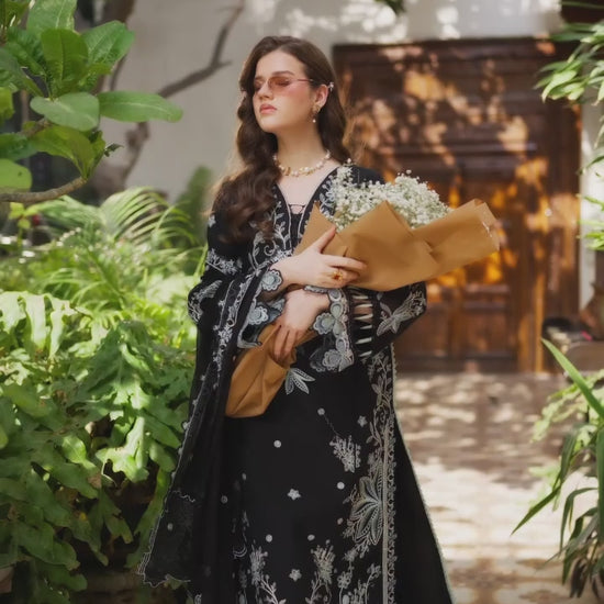 Black-Mahnur Shanaya Lawn Vol.2 Embroidered Stitched 3-Piece Suit-SH-03