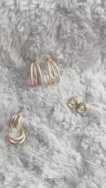 H&A Jewellery Handcrafted Triple-Tone Brass Hoop Earrings