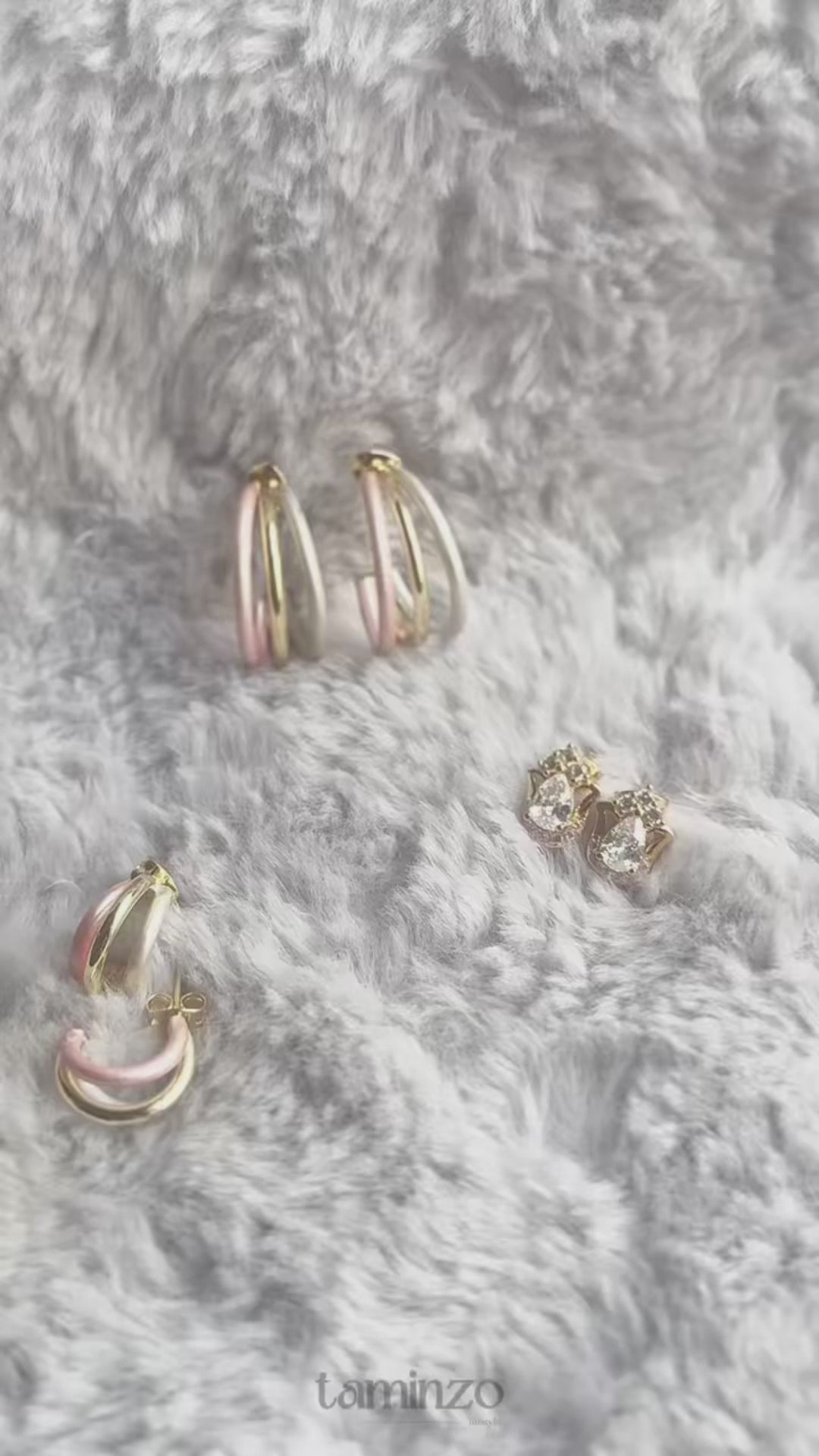 H&A Jewellery Handcrafted Triple-Tone Brass Hoop Earrings