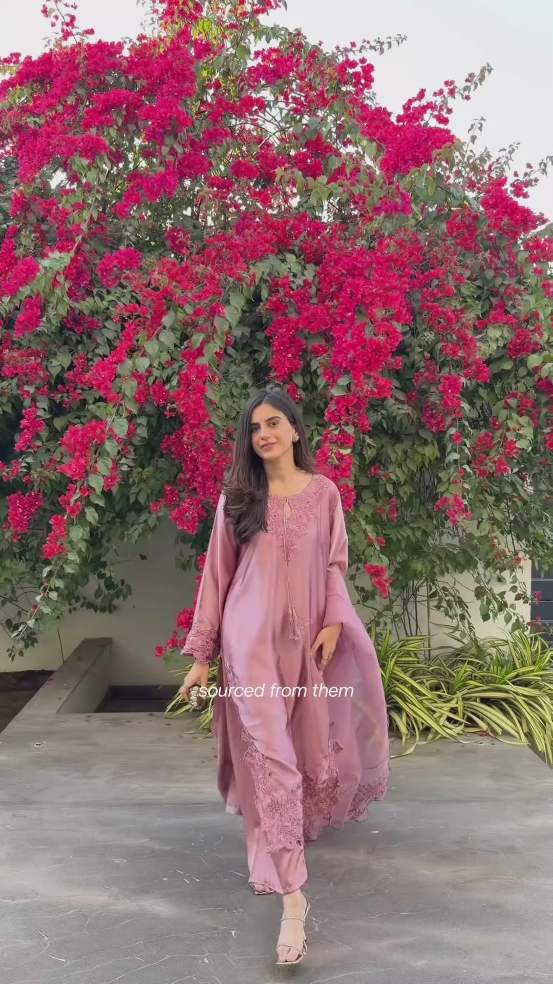 Pink Savarna Silk Embroidered Stitched 3-Piece Suit-Pink