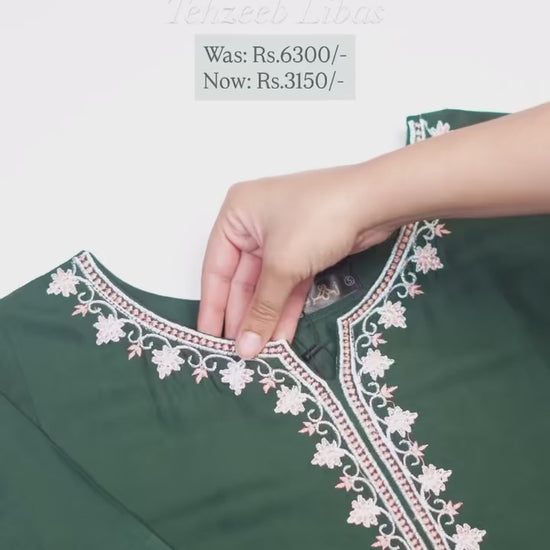 Tehzeeb Libas Linen Embroidered Stitched 2-Piece Suit-Adaab