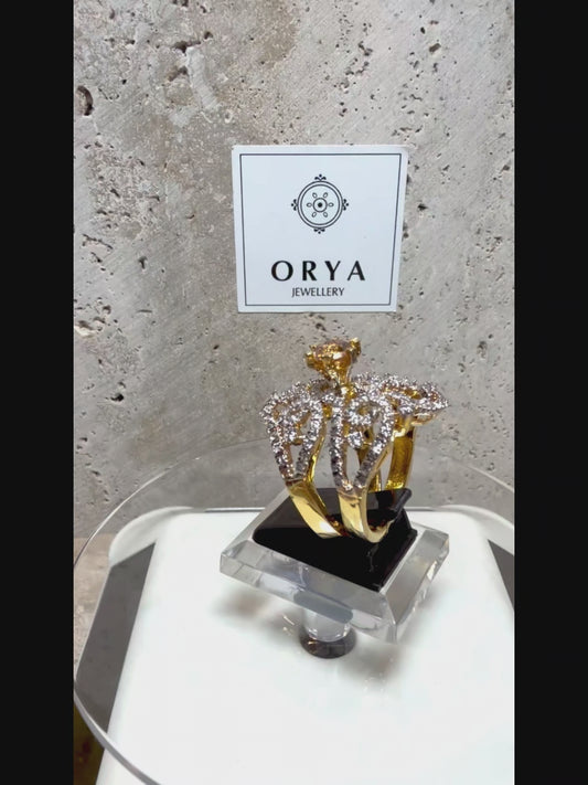 Orya Jewellery Adjustable Zircon Ring-Champagne R24