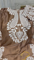 Savarna Silk Embroidered Stitched 2-Piece Suit Bronze
