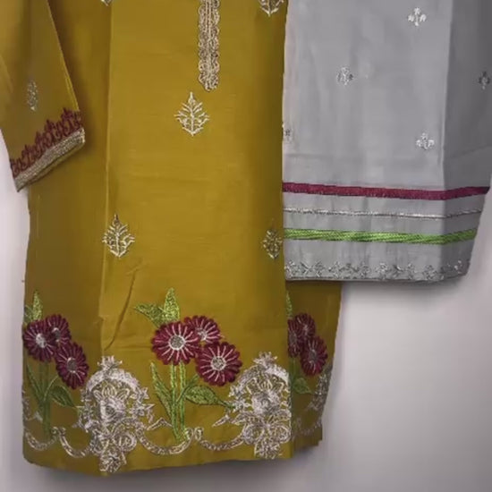 Yellow Bin Shaukat Pima Lawn Embroidered Stitched 2-Piece Suit
