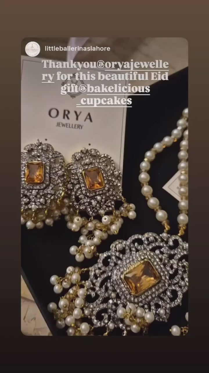 Champagne-Orya Jewellery Champagne Pearl Jewellery Set