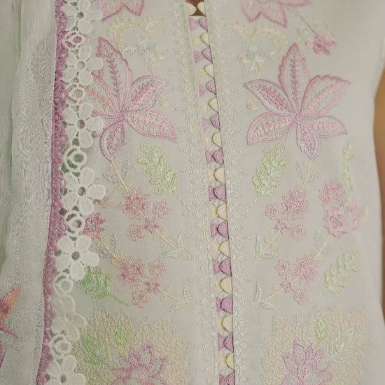 Blue-Mahnur Morbagh Luxury Lawn'26 Embroidered Unstitched 3-Piece Suit-M-01