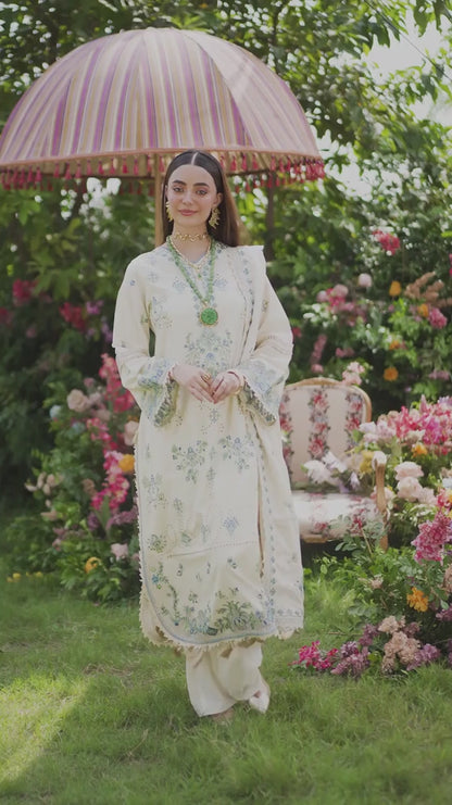 Mahnur Secret Garden Karandi Embroidered Stitched 3-Piece Suit–SG-001