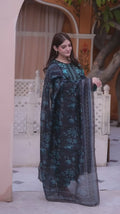 Black Blue MH Cloth House Cotton Lawn Embroidered Stitched 3-Piece Suit-Farozan