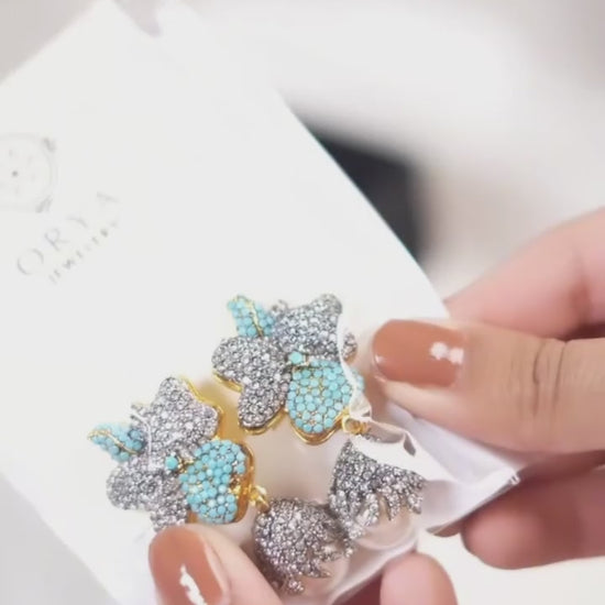 Orya Jewellery Drop Earrings-Silver Turquoise