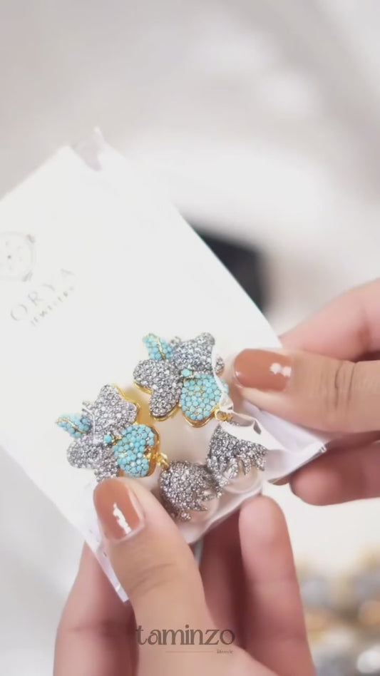 Orya Jewellery Drop Earrings-Silver Turquoise