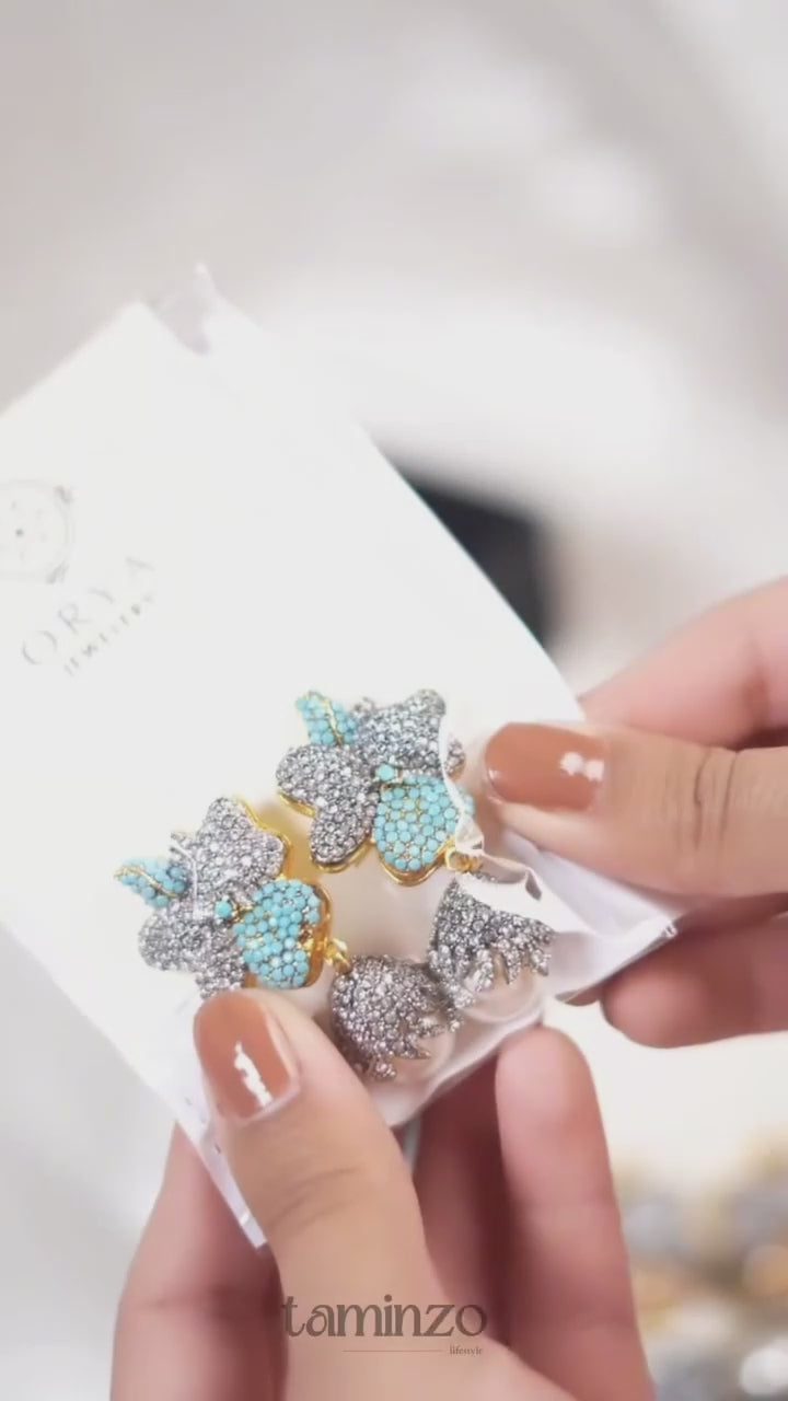 Orya Jewellery Drop Earrings-Silver Turquoise