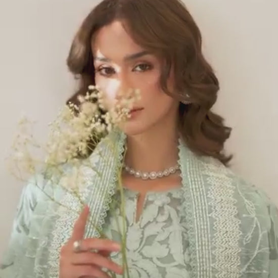 Mahnur Sera Pret'26 Net Embroidered Stitched 3-Piece Suit-SP-03