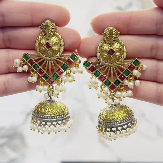 Golden-H&A Jewellery Oxidized Brass Jhumka