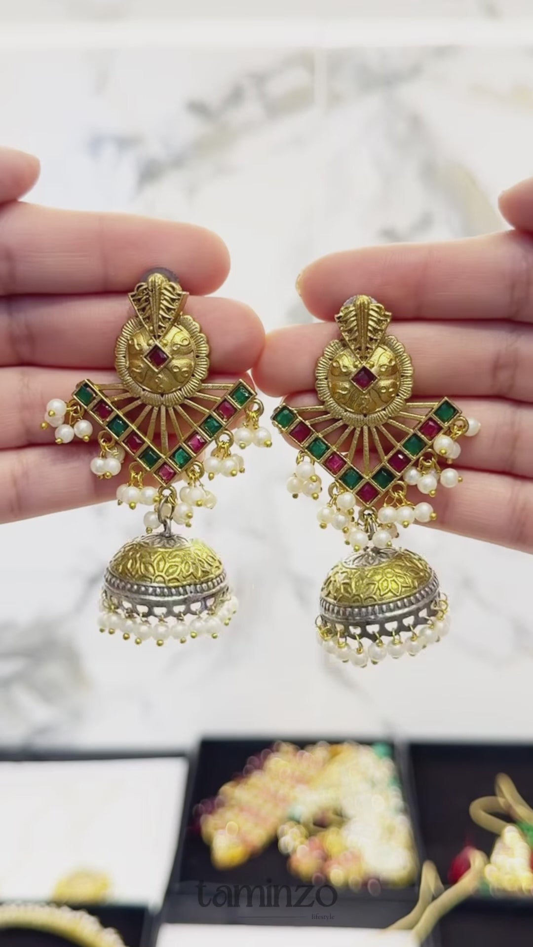Golden-H&A Jewellery Oxidized Brass Jhumka