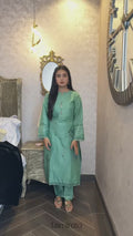 Green Silai Libas Linen Embroidered Stitched 2-Piece Suit-Noor-E-Sehar