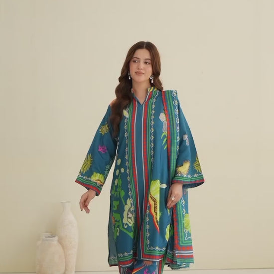 Stylish Collection Lawn Printed Stitched 3-Piece Suit-Rukhsar Zinc