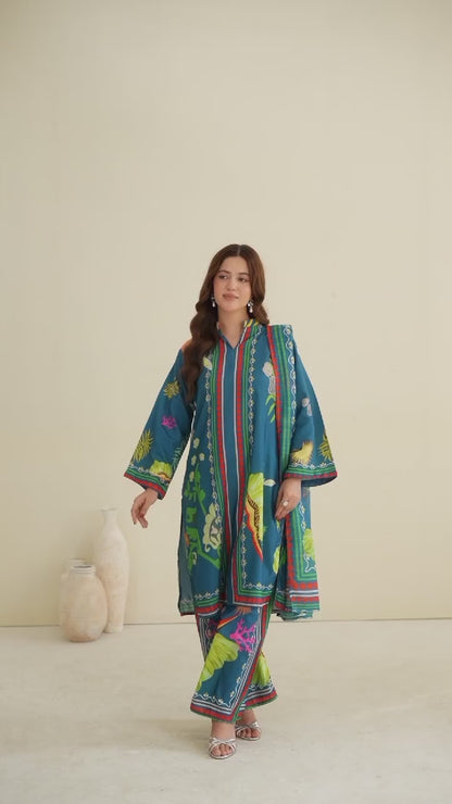 Stylish Collection Lawn Printed Stitched 3-Piece Suit-Rukhsar Zinc