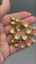 Golden-H&A Jewellery Indian Kundan Earrings with Semi-Precious Stones