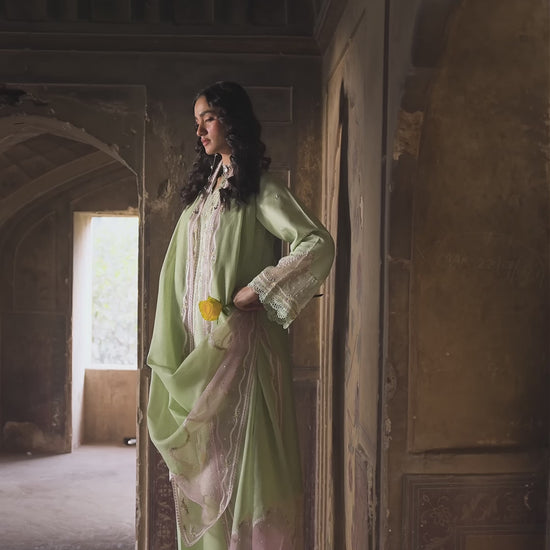 Mint Green Binilyas Suroor Lawn'26 Embroidered Unstitched 3-Piece Suit-243-A