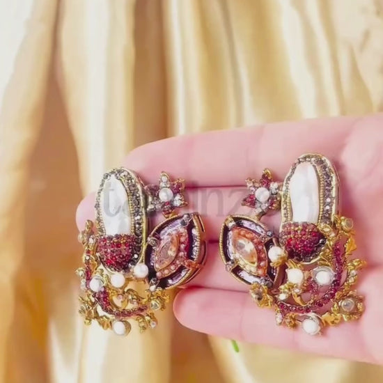 Durwaj's Pearl Embellished Stud Earrings-DW-024