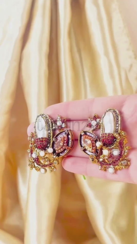 Durwaj's Pearl Embellished Stud Earrings-DW-024