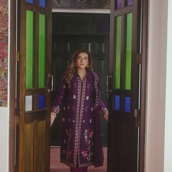Purple Mahnur Satrangi Lawn '26 Embroidered Unstitched 3-Piece Suit-ST-04