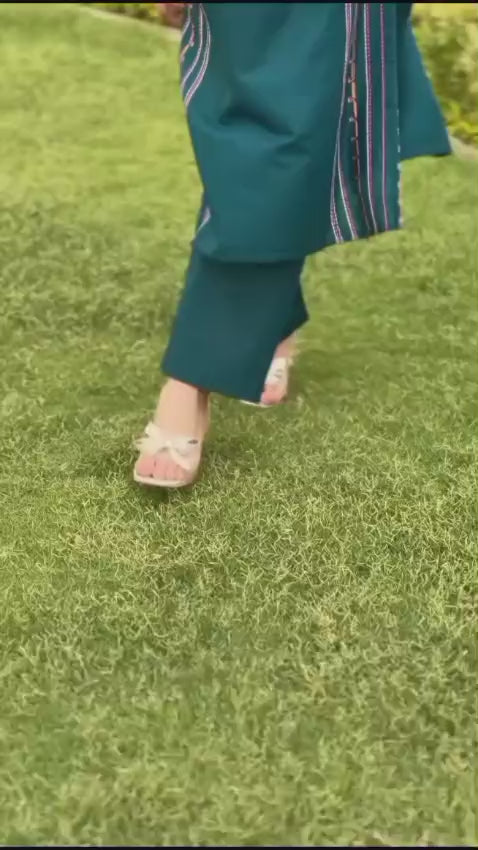 Stylish Collection Aaraish Cotton Embroidered Stitched 2-Piece Suit-Lime Teal