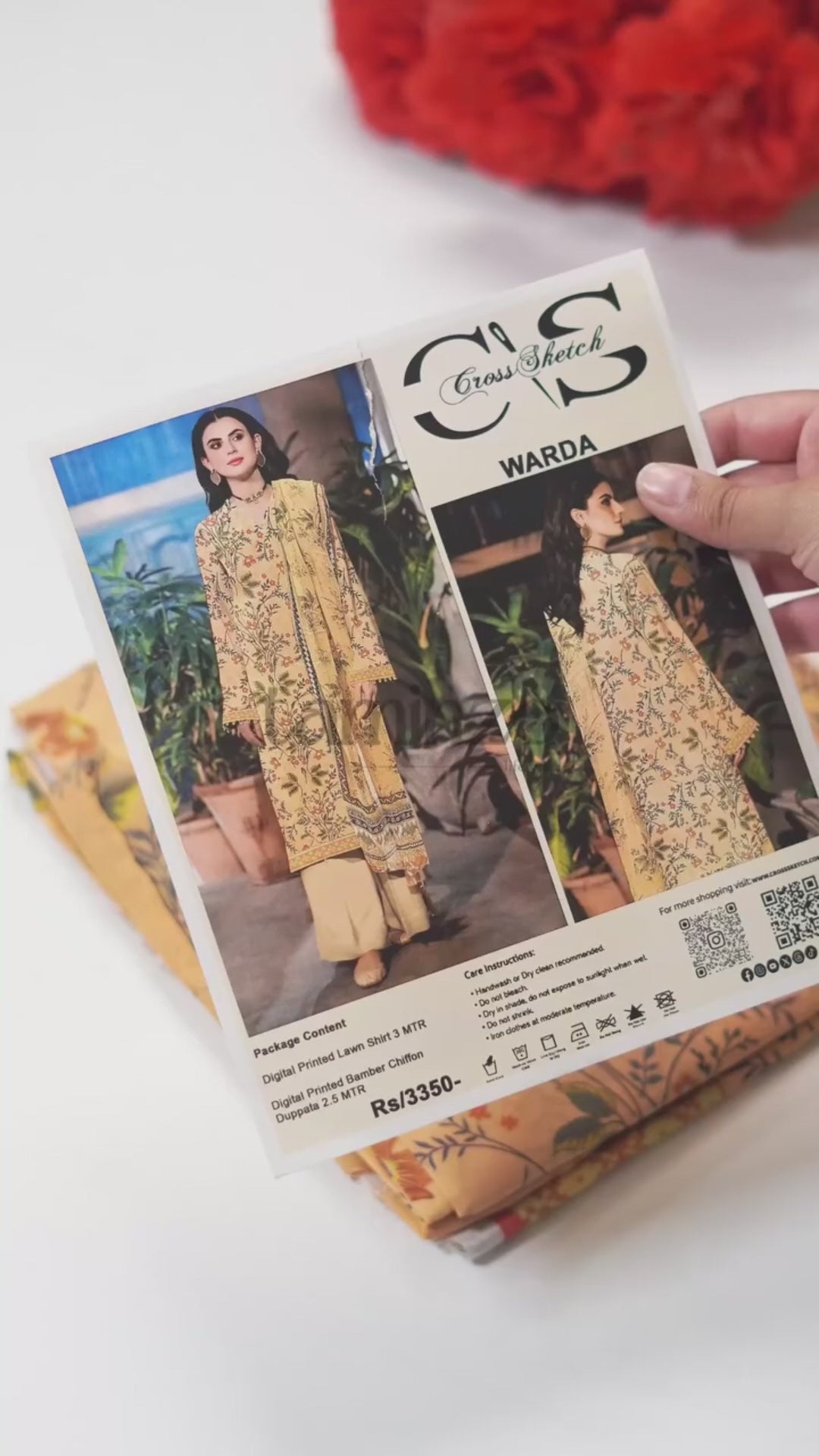 Cross Sketch Lawn Printed Unstitched 2-Piece Suit-Warda