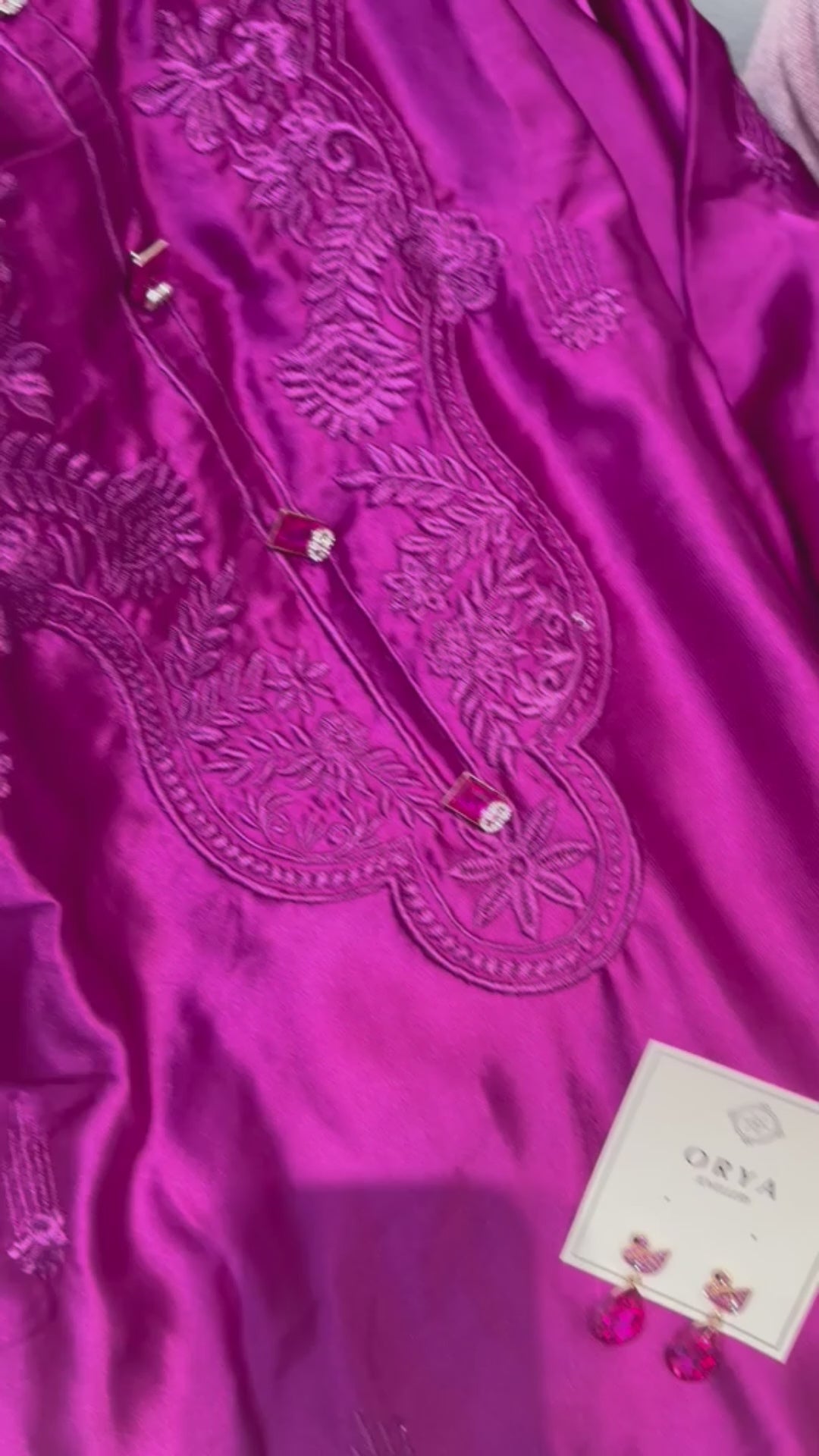 Pink Savarna Silk Embroidered Stitched 2-Piece Suit-Magenta