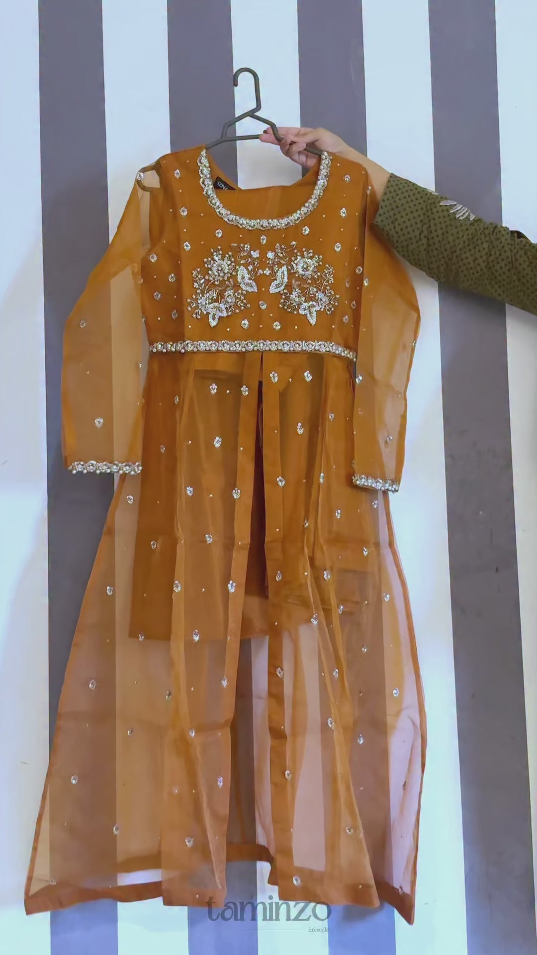 Allure By IH Luxe Formals Organza Embellished Lehenga-Coco