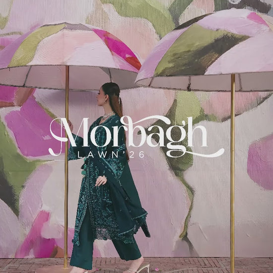 Green-Mahnur Morbagh Luxury Lawn'26 Embroidered Stitched 3-Piece Suit-M-04