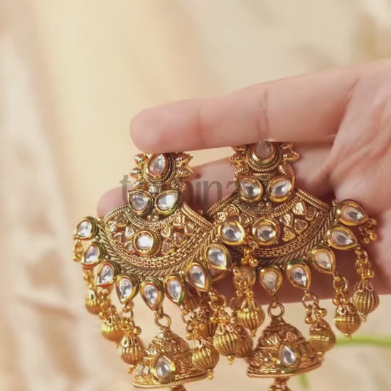 H&A Jewellery Indian Kundan jurao Gold Plated Earrings
