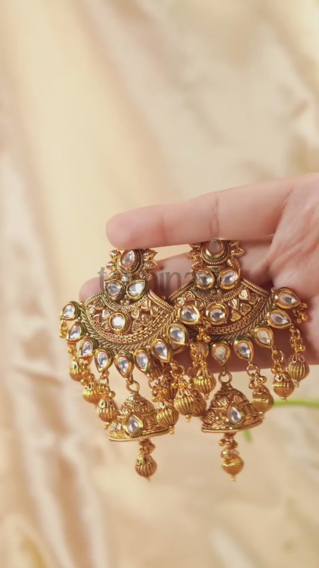 H&A Jewellery Indian Kundan jurao Gold Plated Earrings