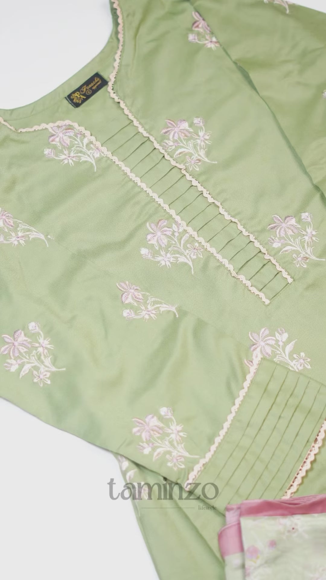 Mint Green Panache Apparel Karandi Embroidered Stitched Suit-Ornate