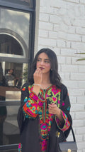 Tawakal Closet Linen Embroidered Stitched 3-Piece Suit-Multi Color Black