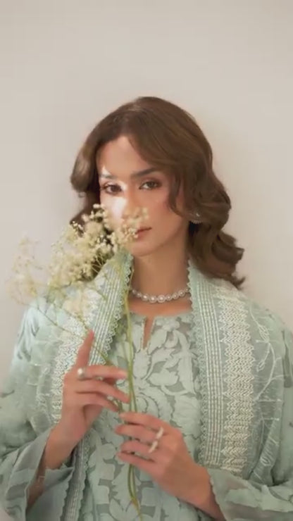 Mahnur Sera Pret'26 Net Embroidered Unstitched 3-Piece Suit-SP-03