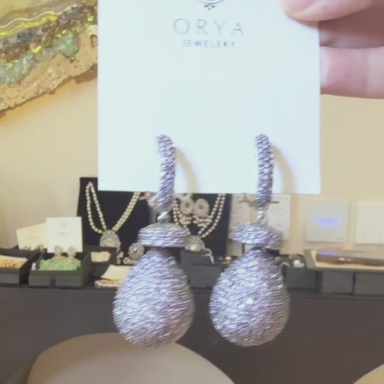 Orya Jewellery Zircon Drop Earrings-Purple