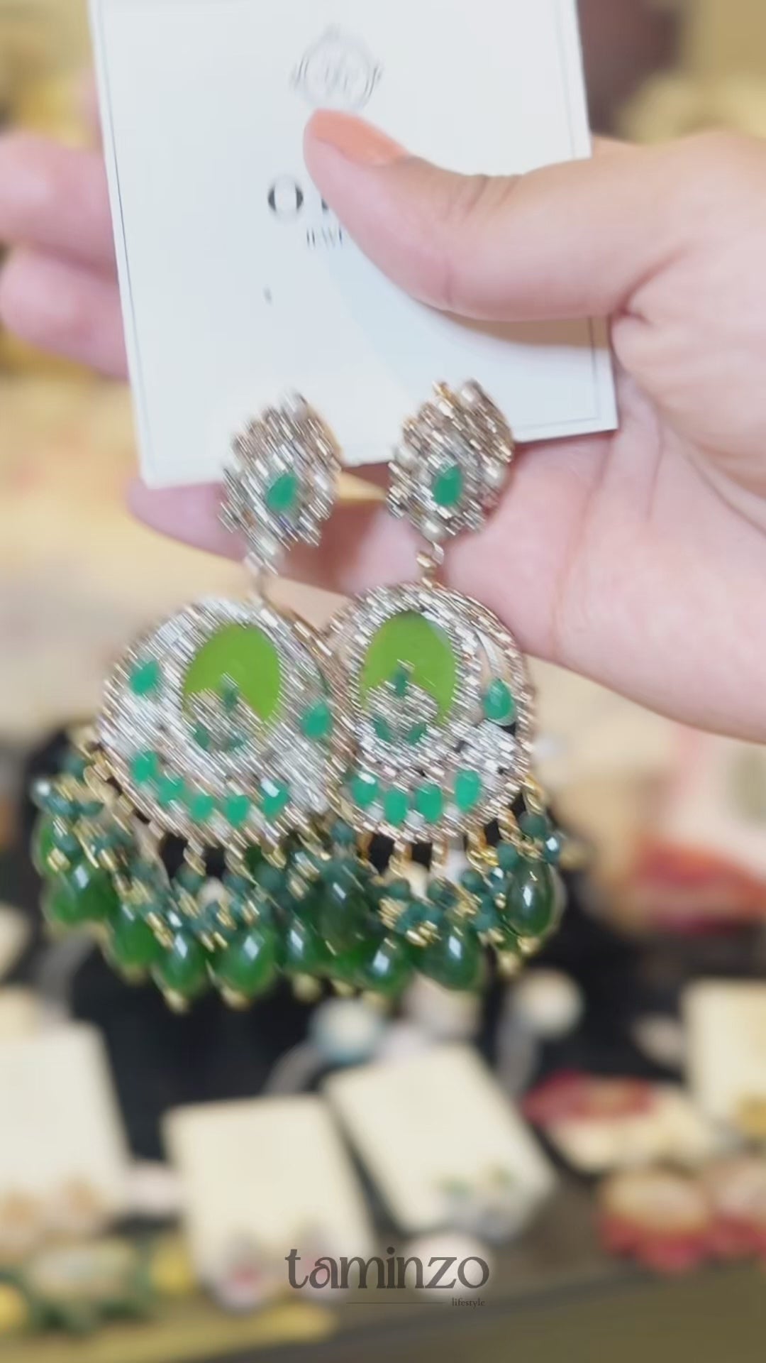 Orya Jewellery Maang Tikka Earrings Set-Emerald Green S10