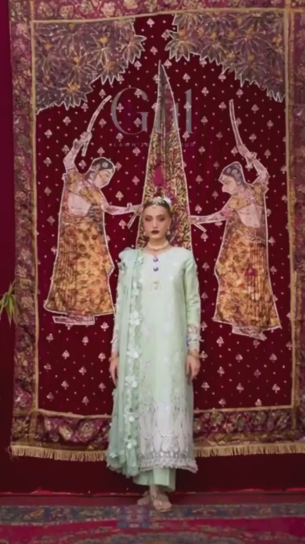 Mahnur Gul Luxury Lawn'26 Embroidered Unstitched 3-Piece Suit-G-011