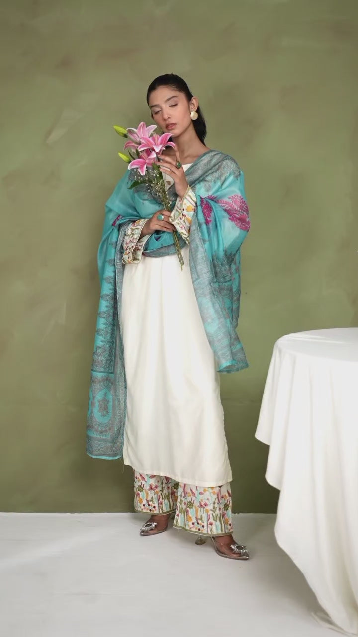 Stylish Collection Serene Summer Linen Embroidered Stitched 3-Piece Suit-Kastoor Embroidered