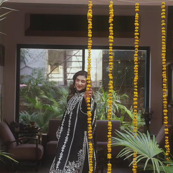 Black Mahnur Satrangi Lawn '26 Embroidered Unstitched 3-Piece Suit-ST-01