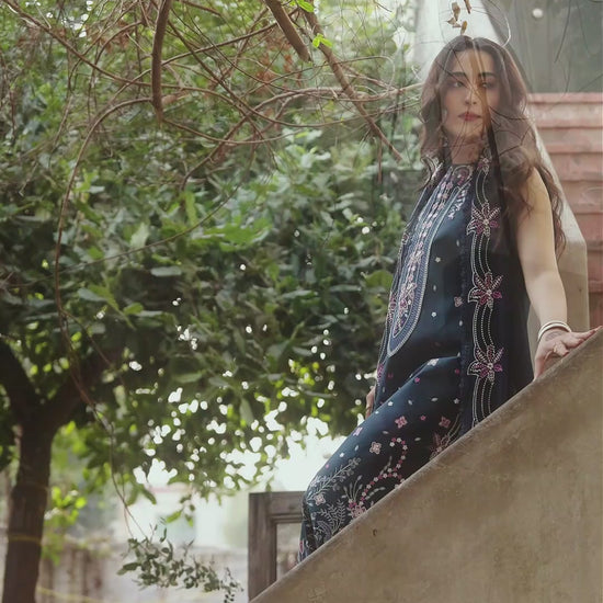 Blue Mahnur Satrangi Lawn '26 Embroidered Unstitched 3-Piece Suit-ST-03