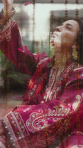 Burgundy Mahnur Satrangi Lawn '26 Embroidered Unstitched 3-Piece Suit-ST-06