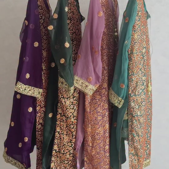 Savarna Chiffon Embroidered Sharara-Tea Pink 52
