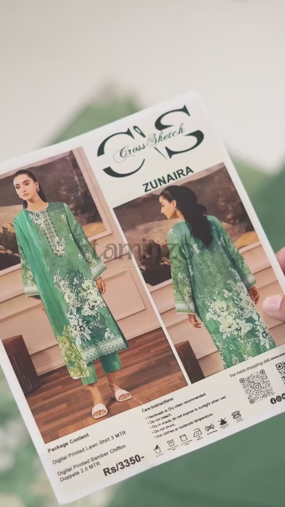 Cross Sketch Lawn Printed Unstitched 2-Piece Suit-Zunaira
