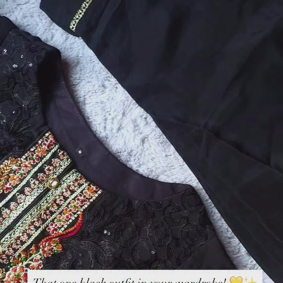 Black-Noori Chiffon Embellished Stitched 3-Piece Suit-BCE26011
